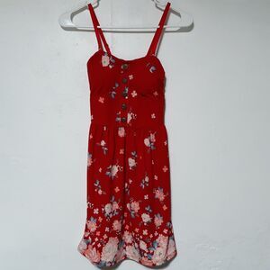 No Boundaries Womens Summer Dress Red XS floral strapless flower juniors